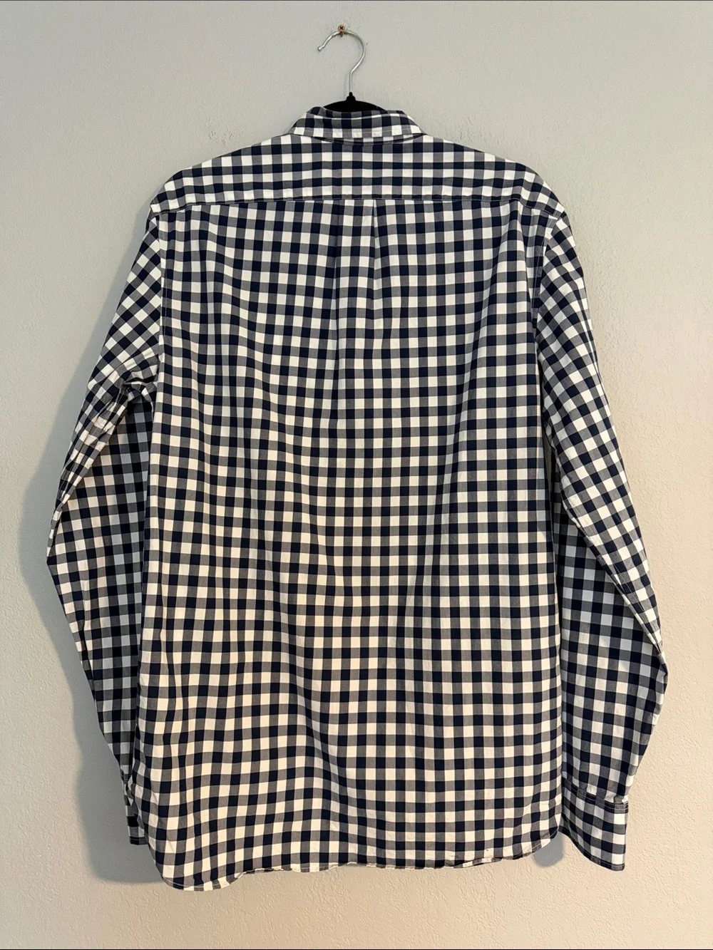 J. Crew Classic Fit Navy and White Gingham Button-Down Long Sleeve Shirt in S
